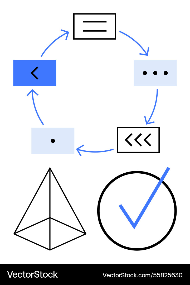 Circular workflow with arrows and dialog boxes Circular workflow with arrows and dialog boxes vector image