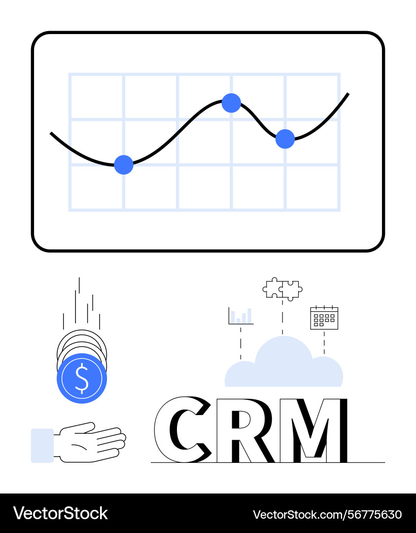 Crm system with data analytics cloud storage Crm system with data analytics cloud storage vector image