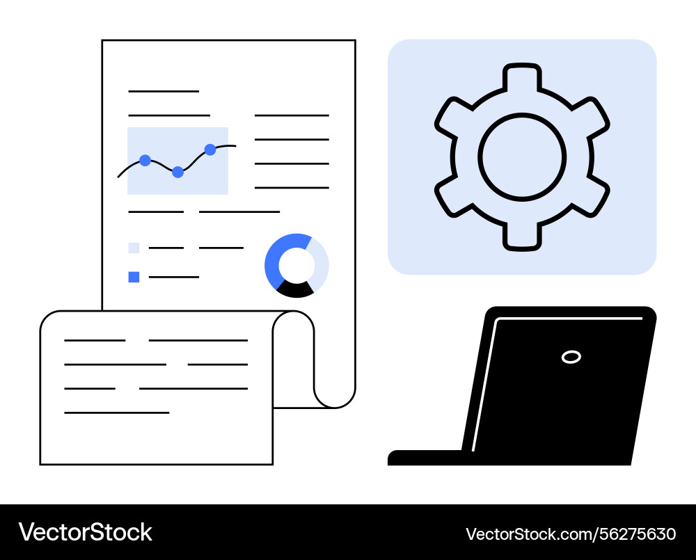 Data analysis with report document chart gear vector image