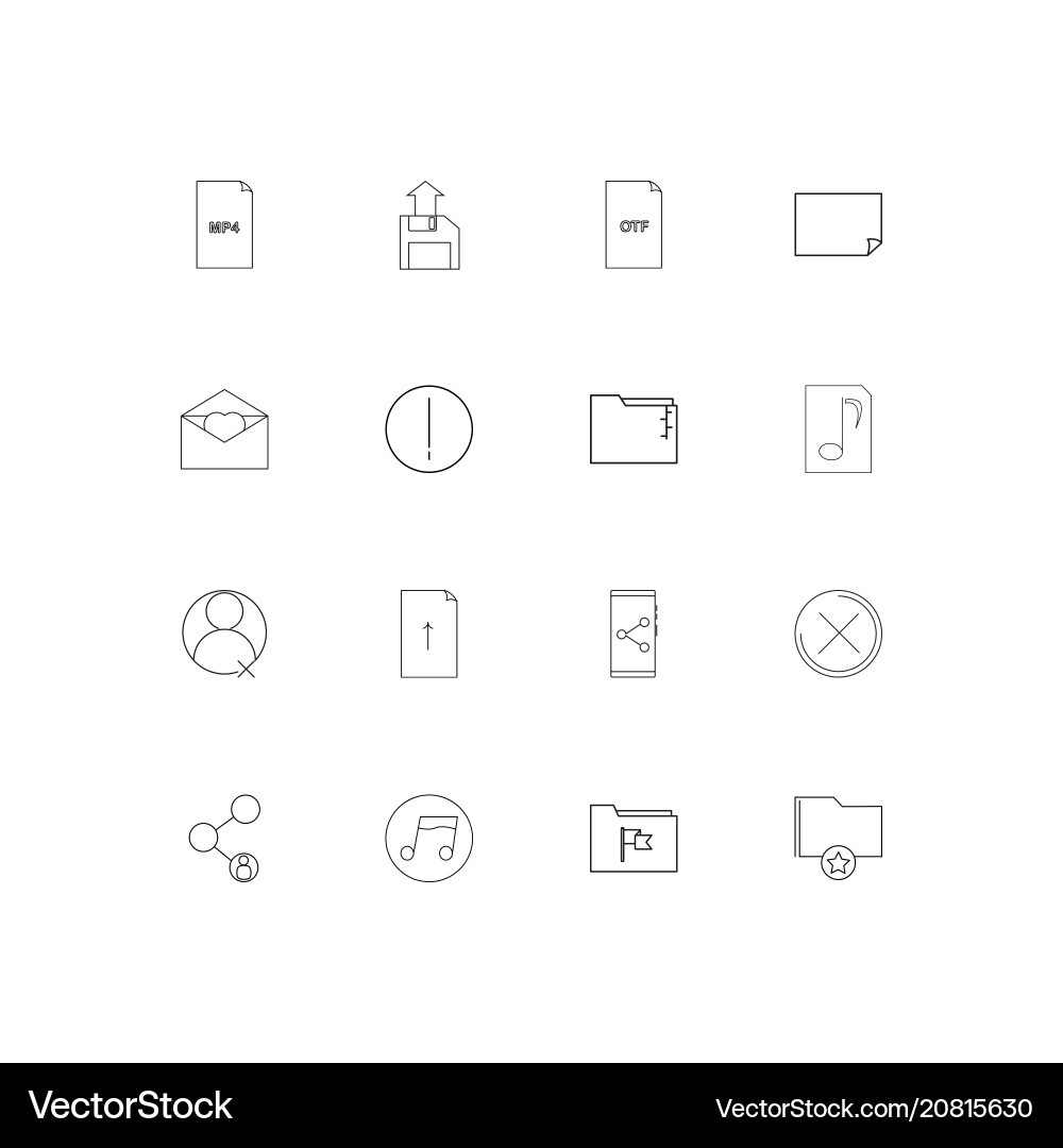 Files and folders sign linear thin icons set Vector Image