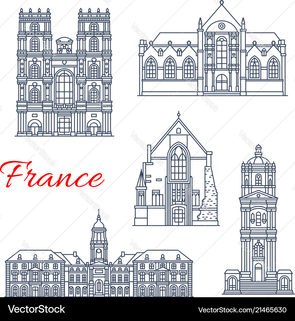 Frankreich rennes Architektur Wahrzeichen Icons Frankreich rennes Architektur Wahrzeichen Icons vektorbild