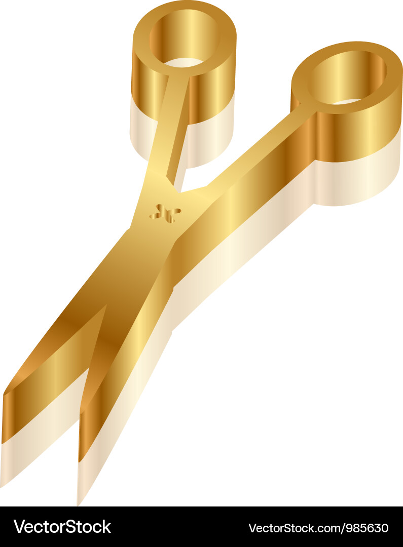 Gold Scissors Icon Vector Image