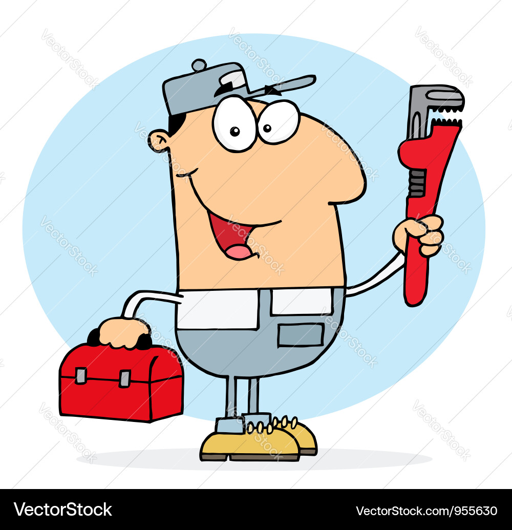 Plumber with Tool Box Vector Image