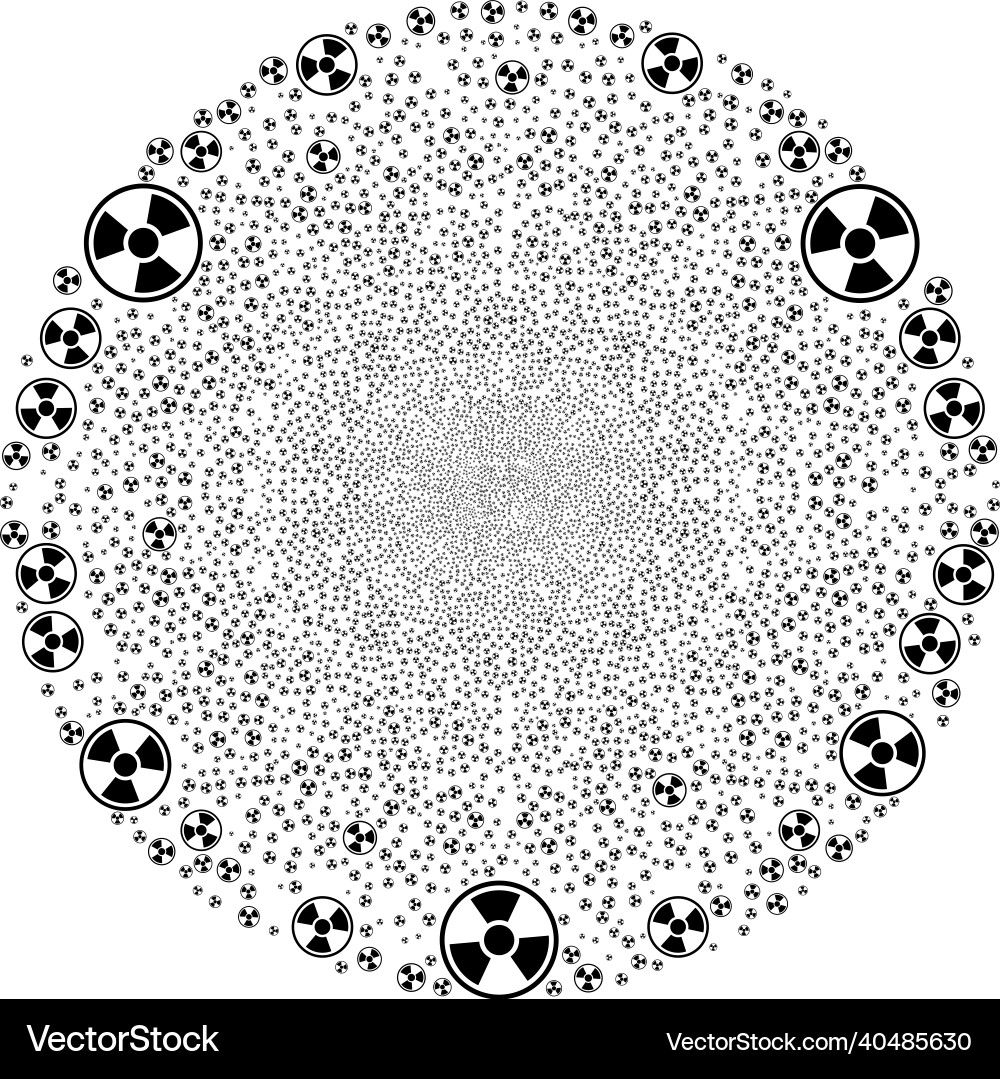 Radioactive symbol icon mosaic exploding round Radioactive symbol icon mosaic exploding round Vector Image