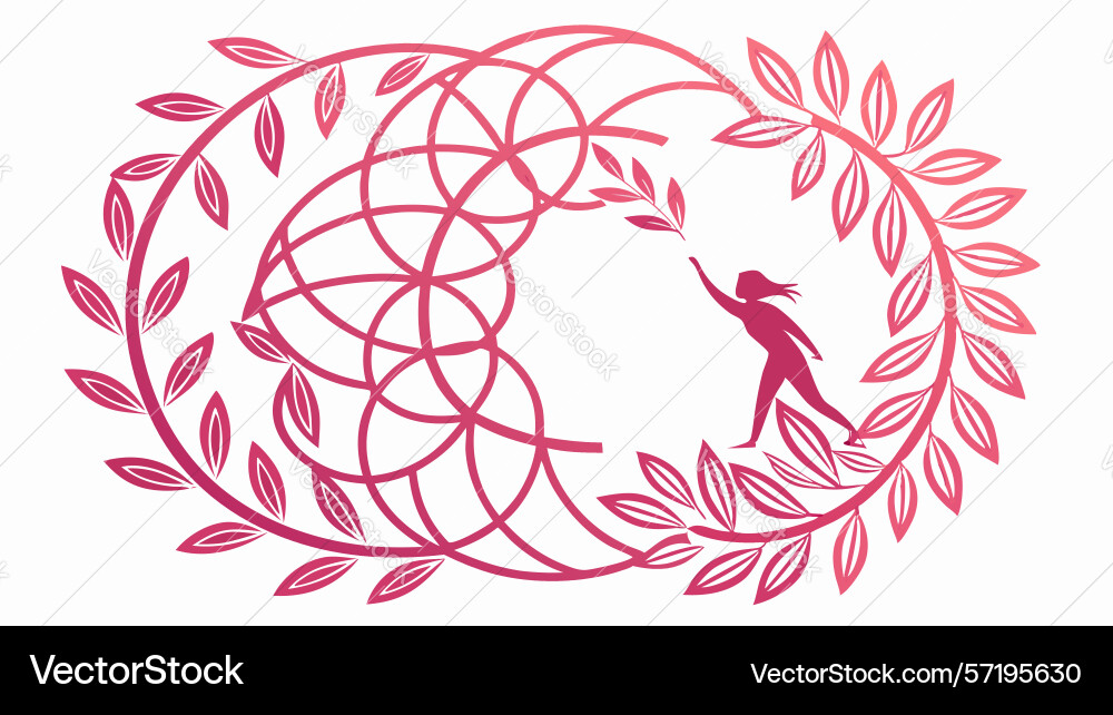 Reaching figure in abstract circular motion vector image