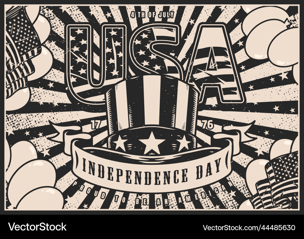 Usa Unabhängigkeit Tag monochrome Poster Usa Unabhängigkeit Tag monochrome Poster vektorbild