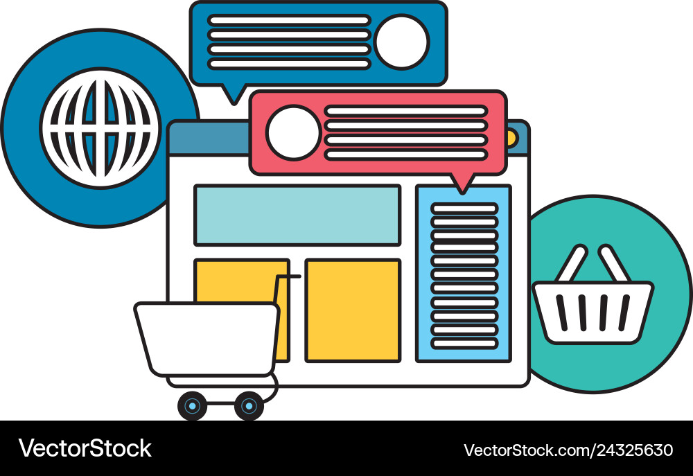 Webpage template with ecommerce icons Vector Image