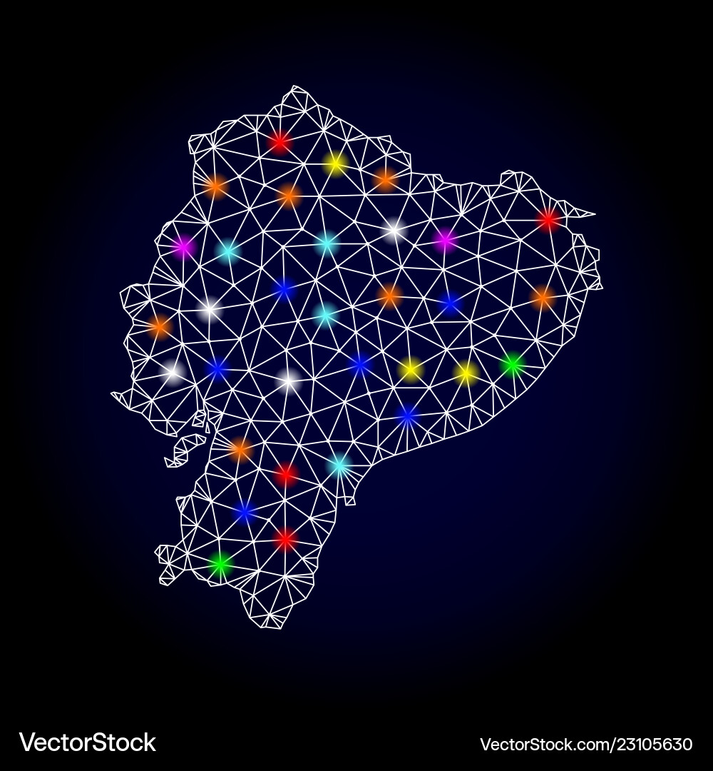 Wire frame mesh map of ecuador with glowing Vector Image