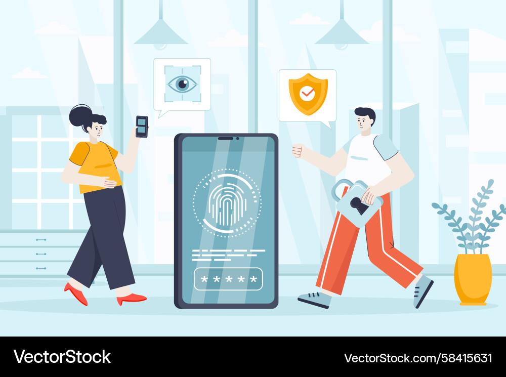 Biometric Access Control - Fingerprint Scan Vector Image