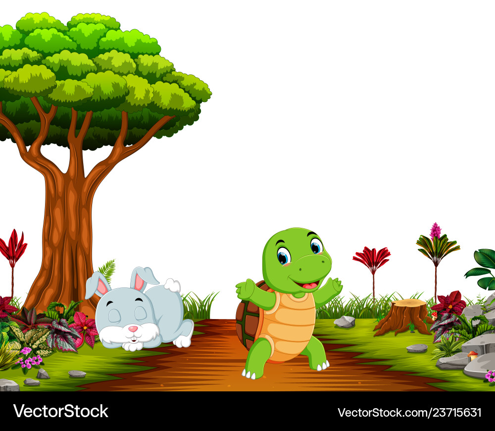 Bunny and Tortoise Race Royalty Free Vector Image