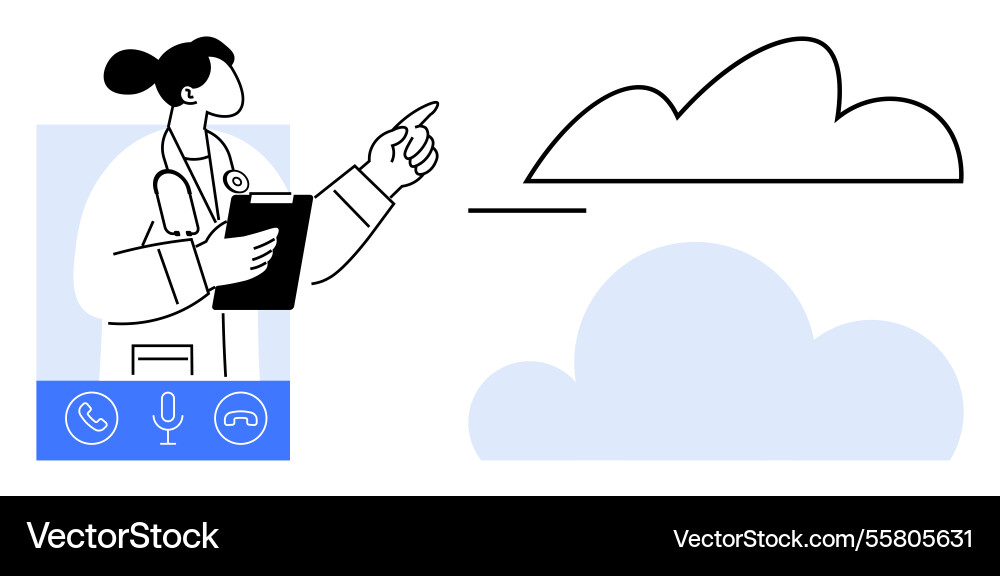 Doctor discussing cloud-based data via virtual Vector Image