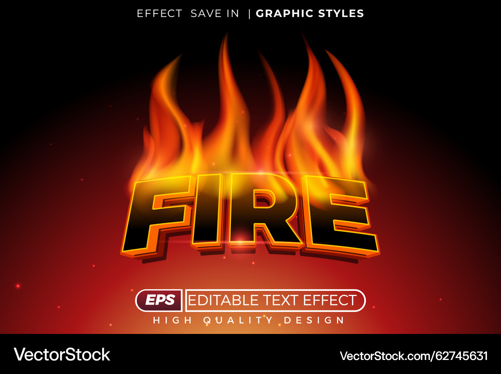 Editable 3d text effect fire – Royalty-Free Vector | VectorStock