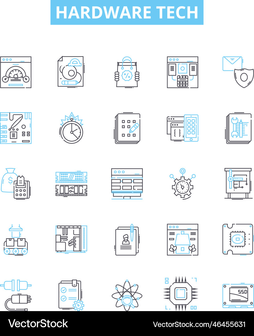 Hardware tech line icons set Hardware tech line icons set Vector Image