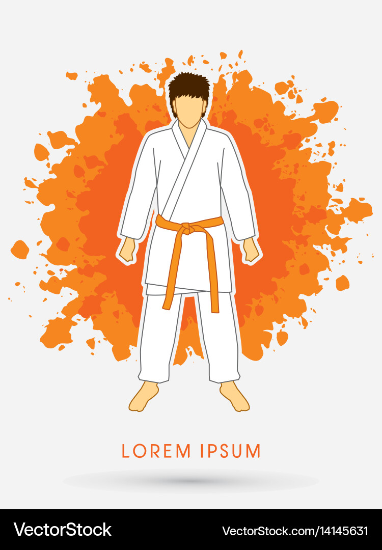 Karate suit with orange martial arts belts Vector Image