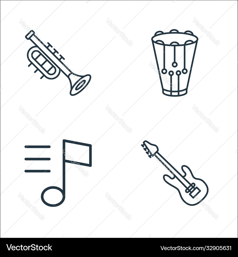 Music instruments line icons linear set quality Vector Image