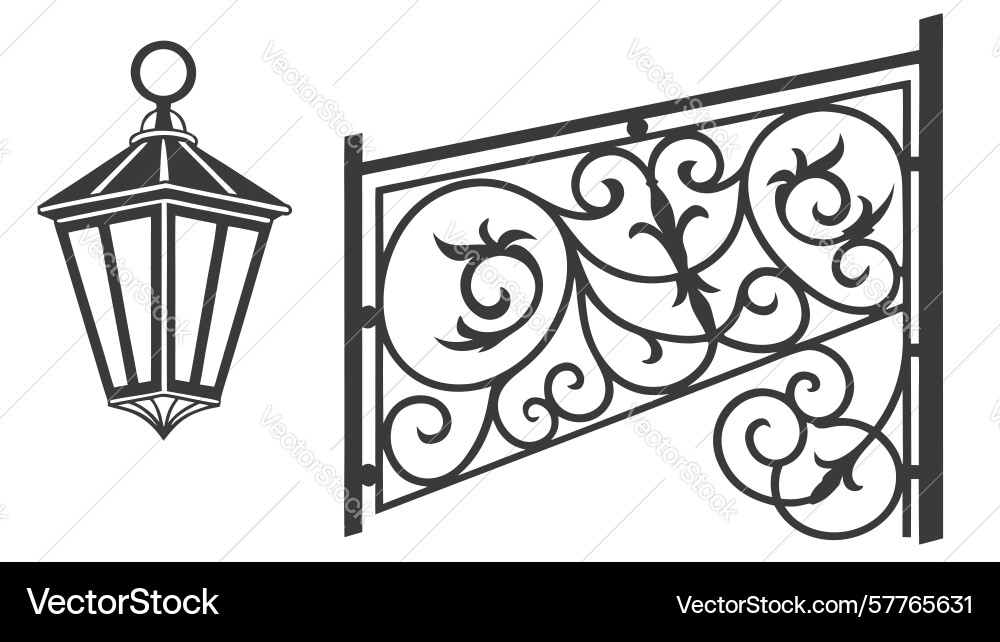 Ornate iron scrollwork gate design generative ai Vector Image