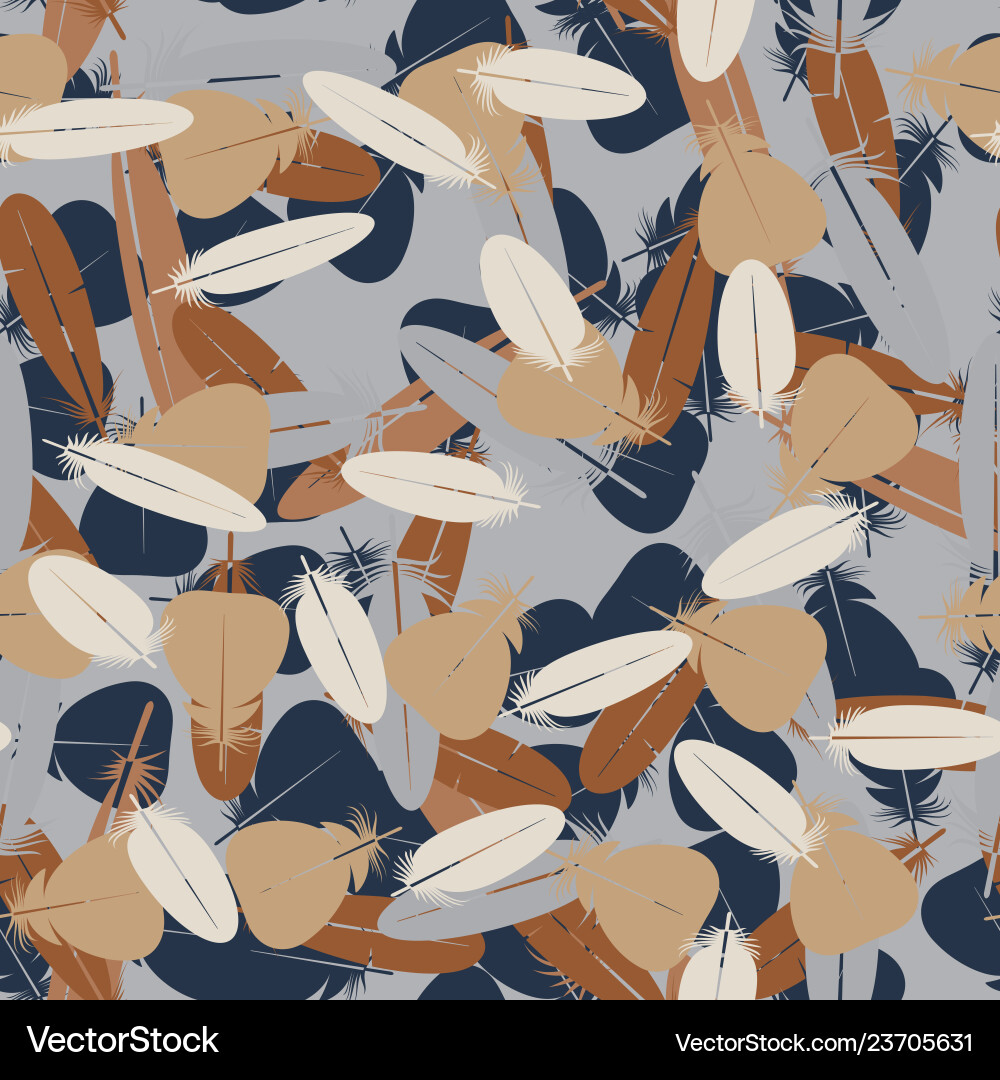 Seamless minimalistic pattern with feathers Vector Image