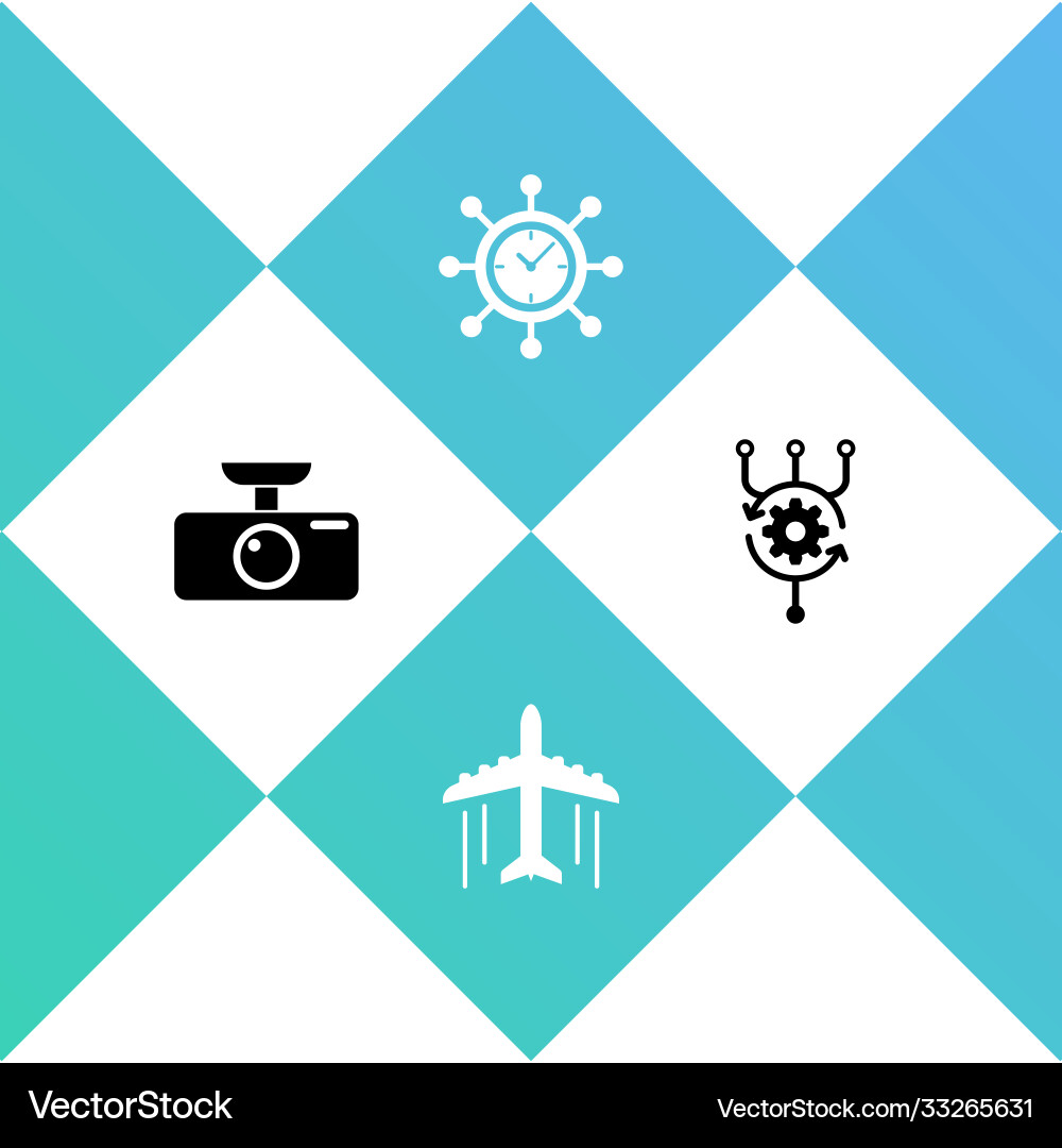 Set car dvr plane clock and gear algorithm Vector Image