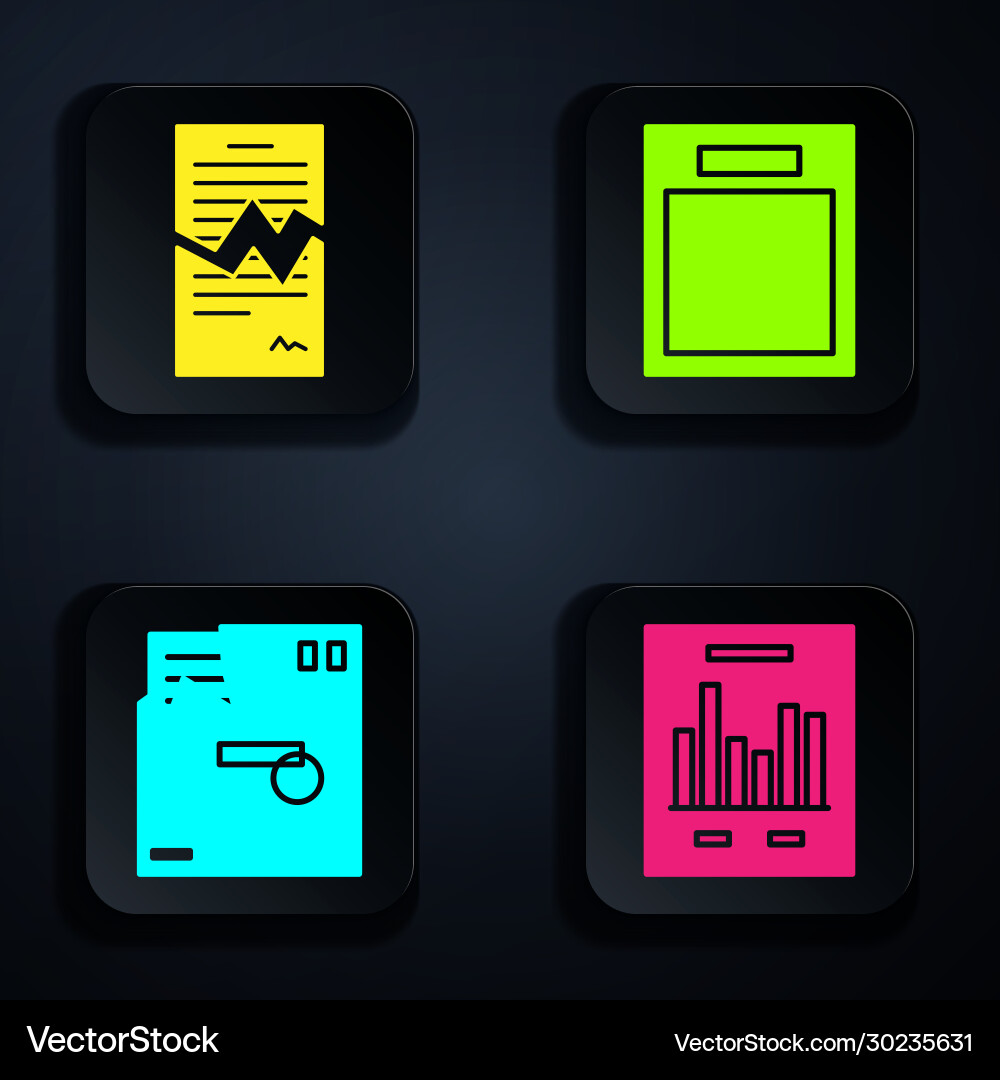 Set document with graph chart torn contract Vector Image