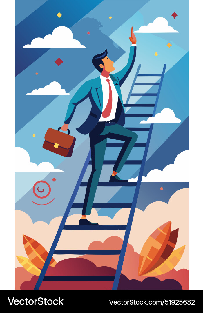 Businessman climbing career ladder Royalty Free Vector Image