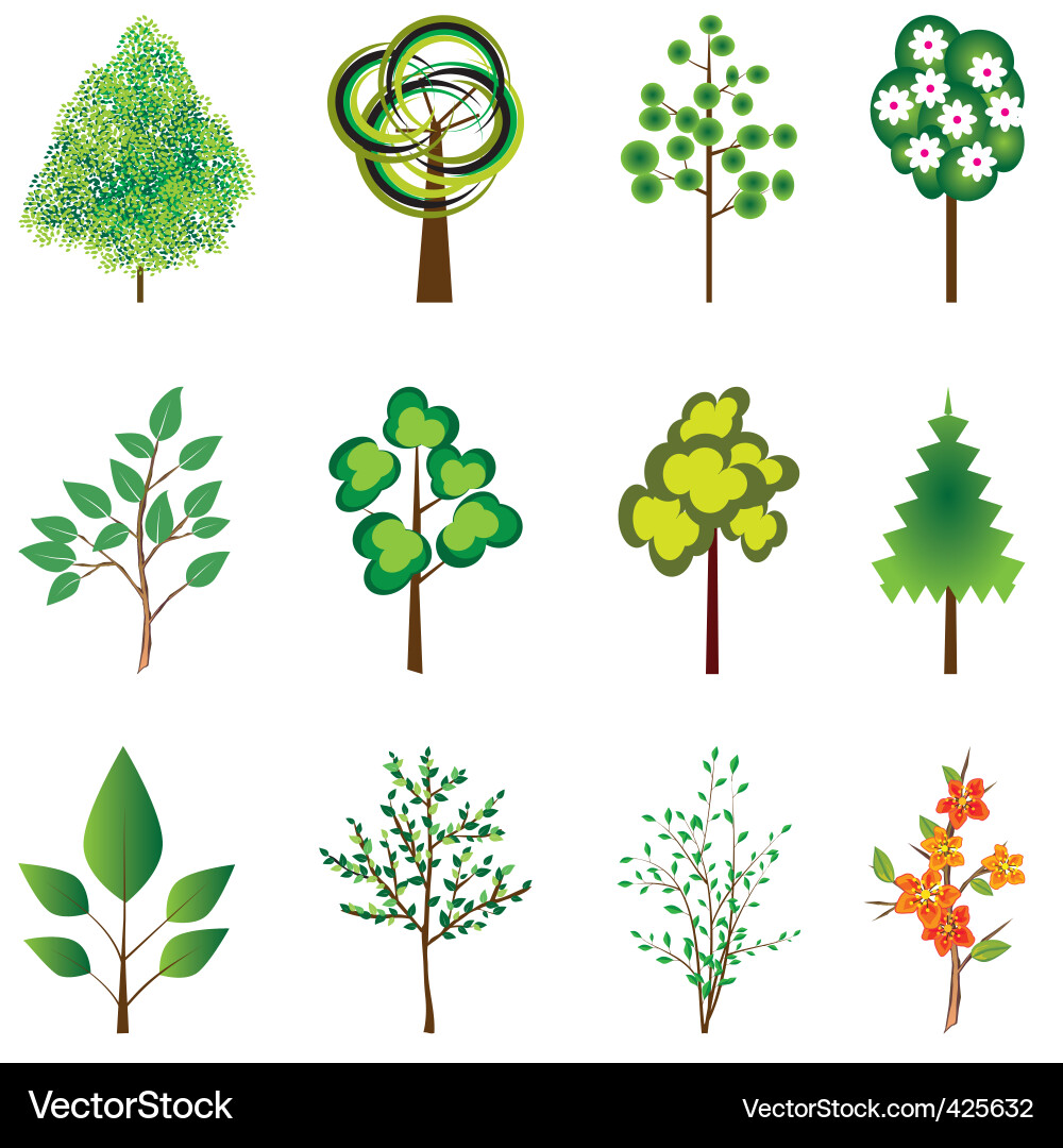 Collection of Tree Icons Vector Image