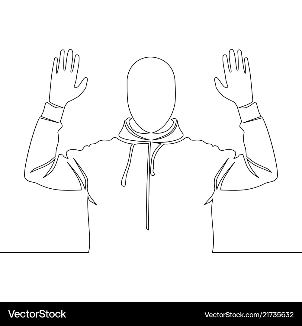 Continuous line drawing man surrendering Vector Image