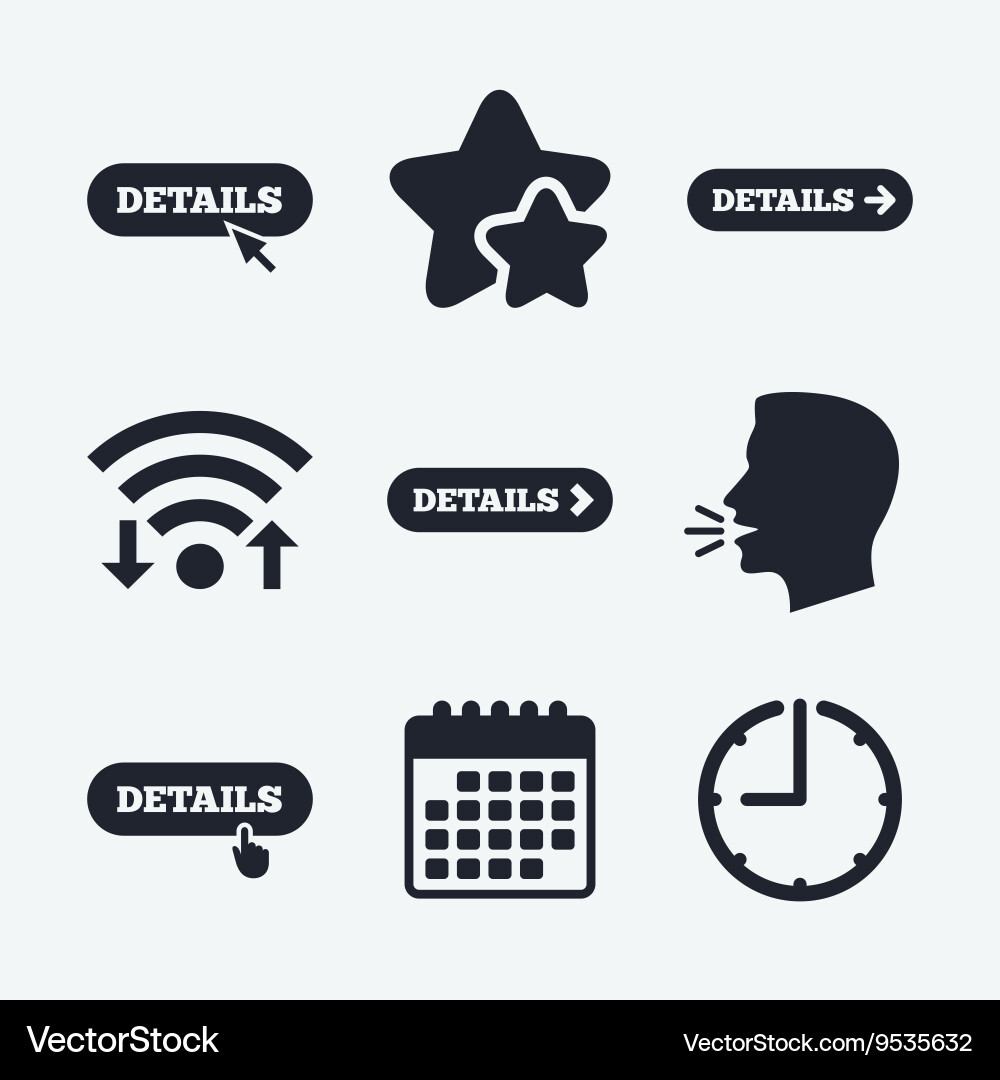 Details with arrow more symbol and cursor Vector Image