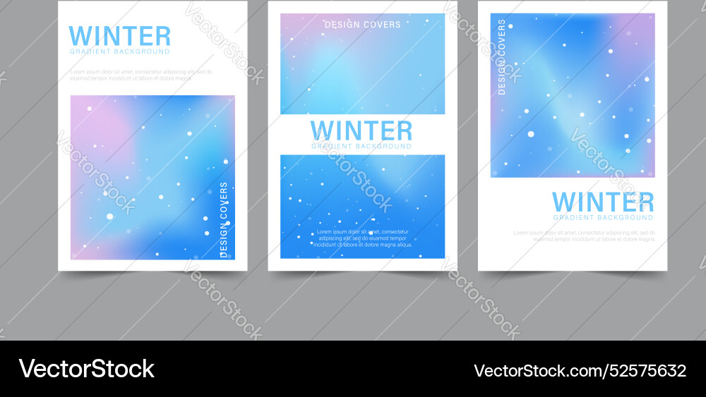 Gradient winter background with snowflakes set Gradient winter background with snowflakes set vector image
