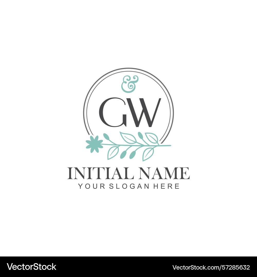 Gw initial logo templates with botanical elements Vector Image