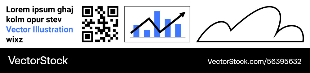 Qr code with text rising chart arrow Qr code with text rising chart arrow vector image