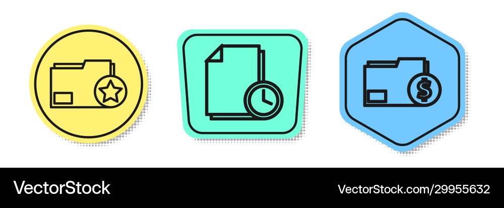 Set line document folder with star Vector Image
