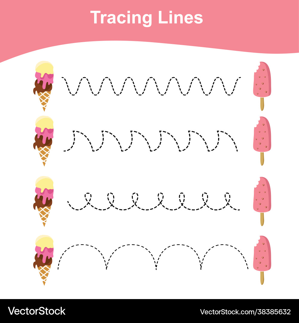 Tracing lines game summer edition Vector Image