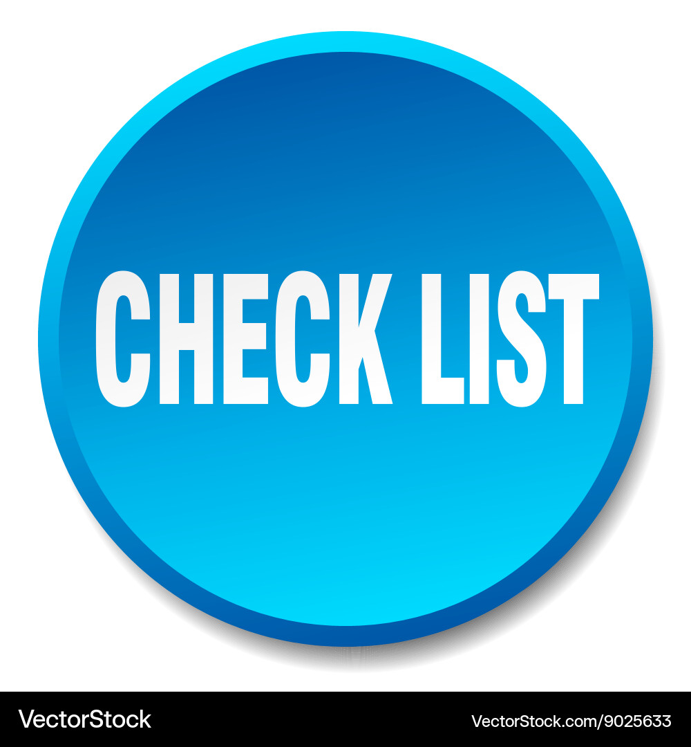 Check list blue round flat isolated push button Vector Image