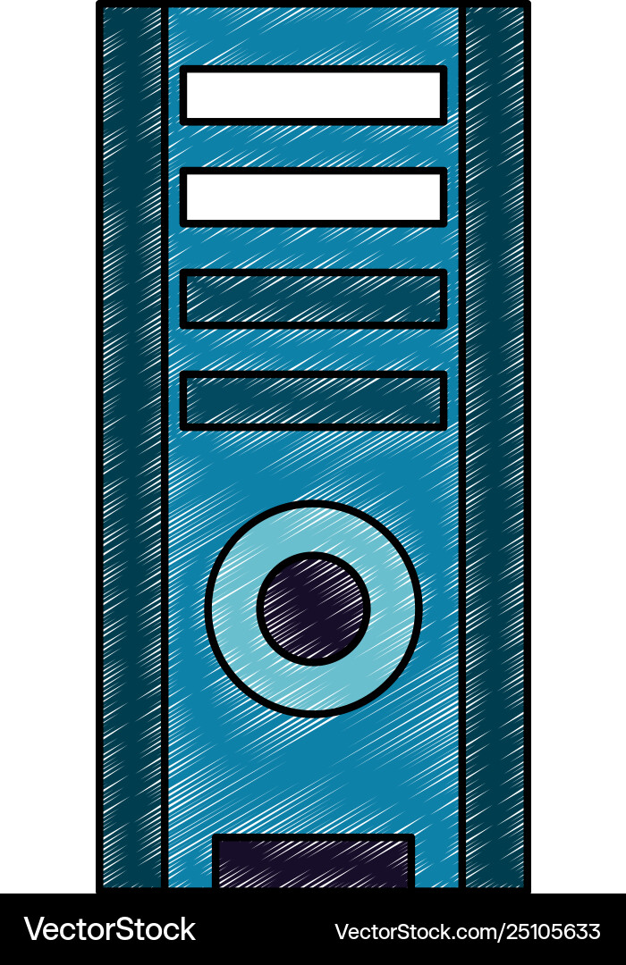 Computer cpu tower scribble Vector Image