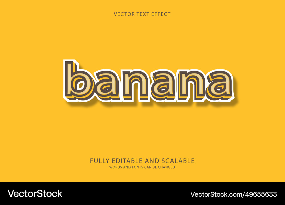 Editable text effect banana style Vector Image