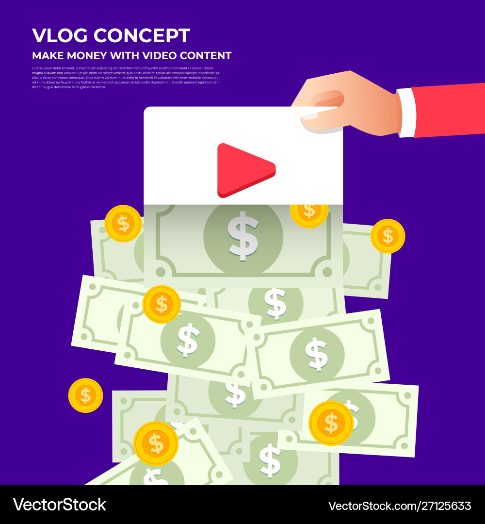 Flat design vlog concept create video content Flat design vlog concept create video content Vector Image