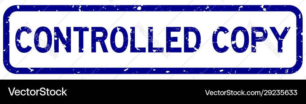 Grunge blue controlled copy word square rubber Vector Image