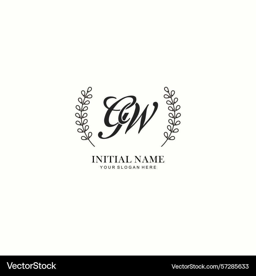 Gw initial logo templates with botanical elements Vector Image