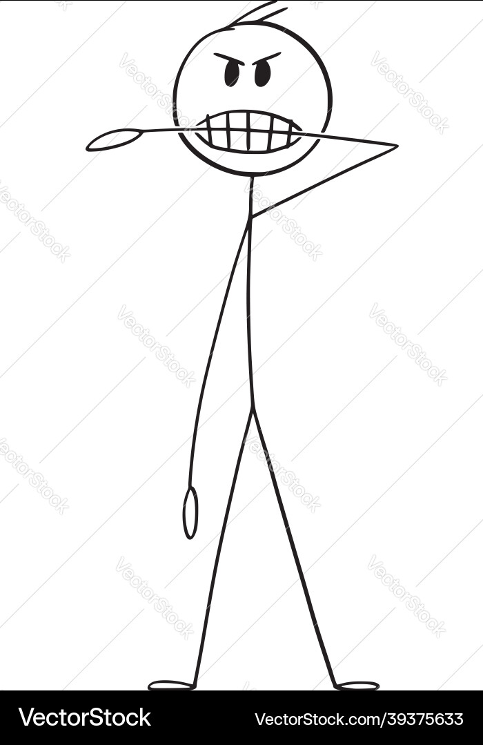 Nervous person biting his own arm or hand cartoon Nervous person biting his own arm or hand cartoon vector image