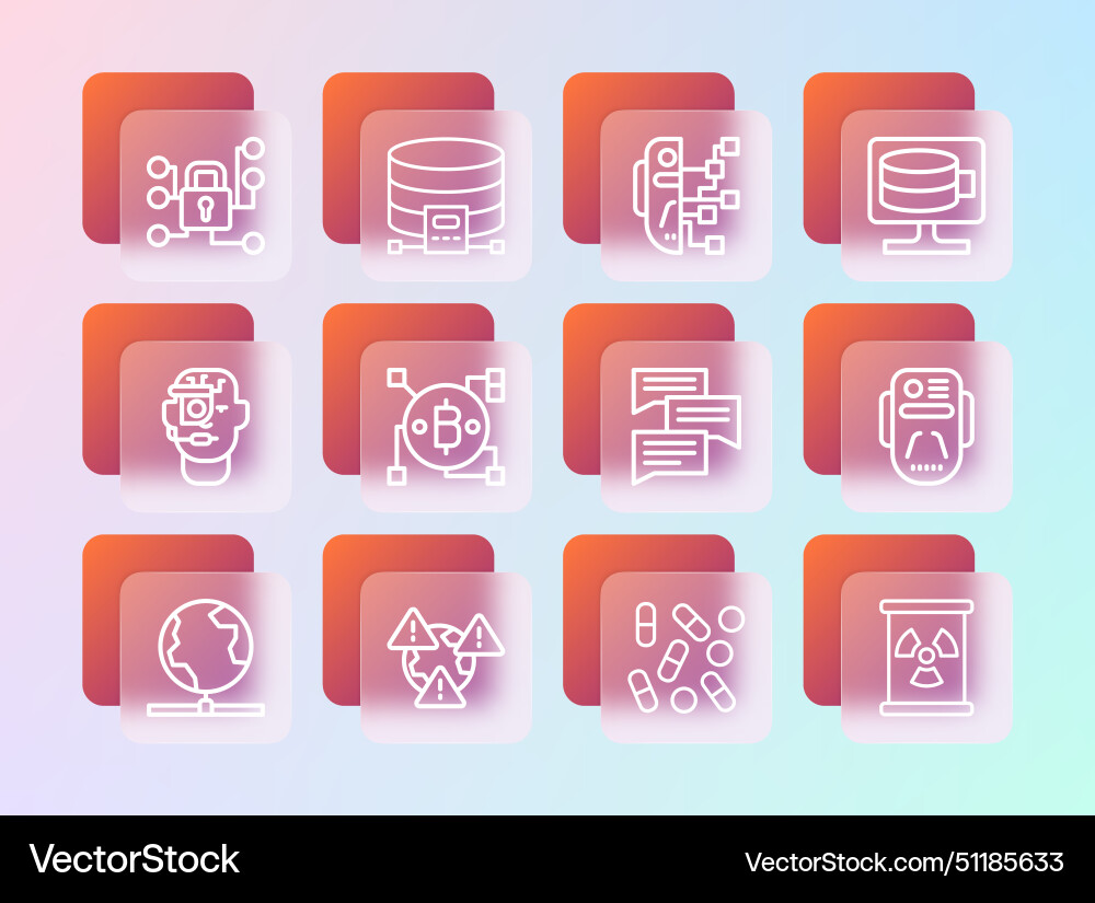 Set line cloud database earth with exclamation Set line cloud database earth with exclamation vector image