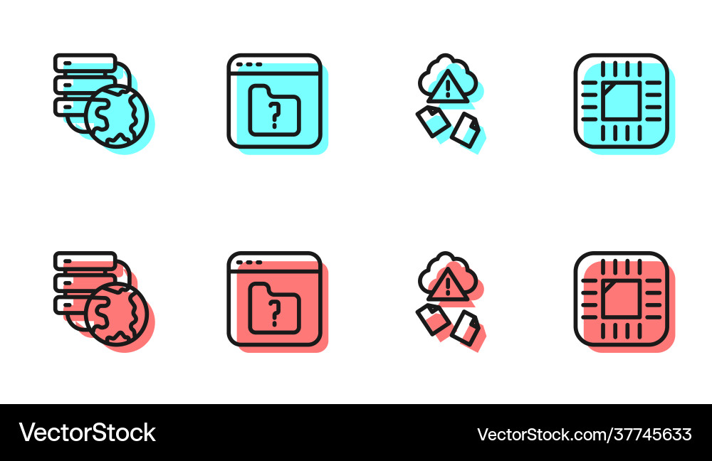 Set line cloud hacking network connection Set line cloud hacking network connection Vector Image