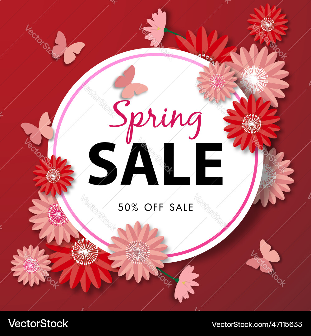 Spring sale background with beautiful flower Vector Image