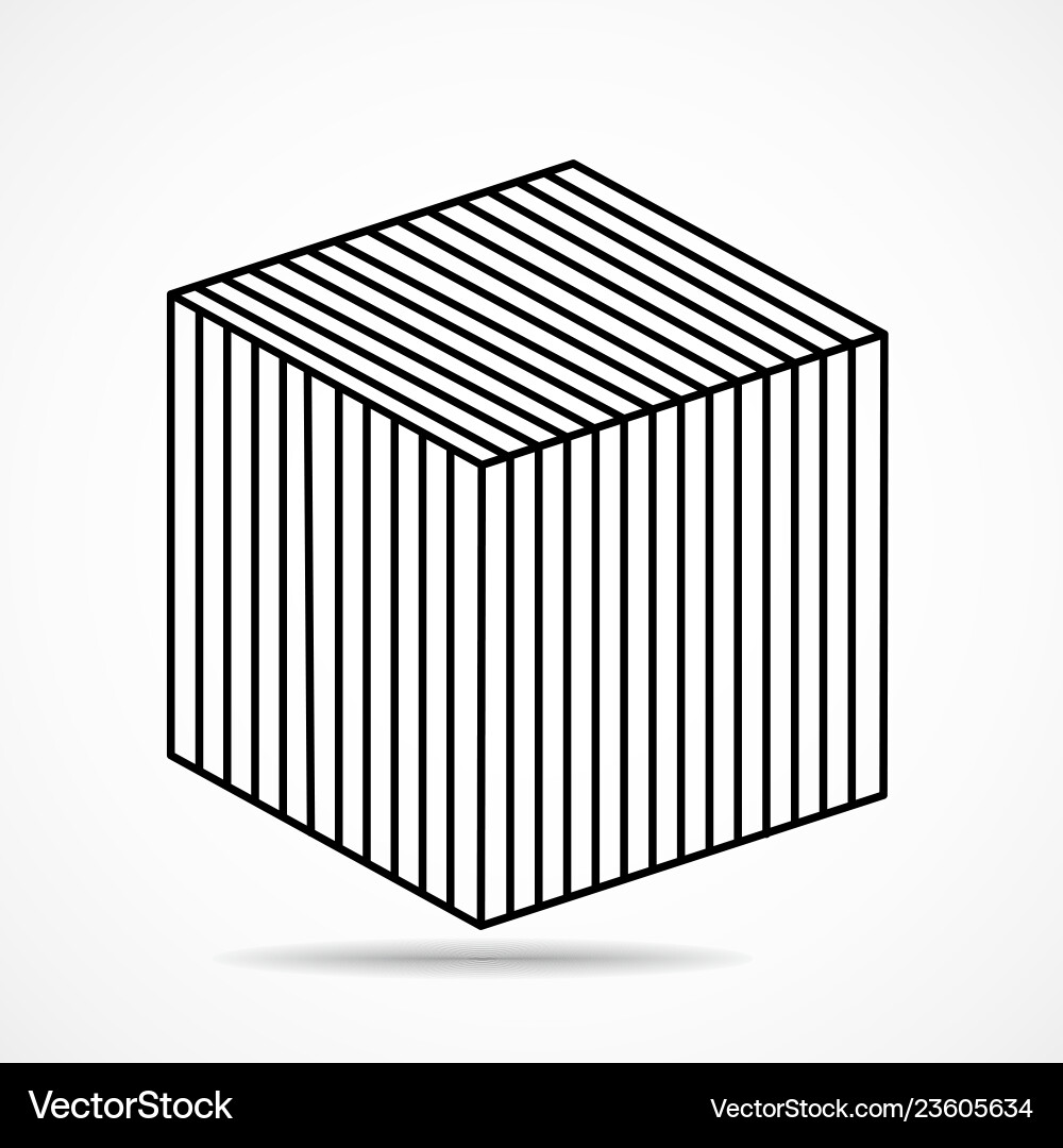 Cube of lines geometric square shape Cube of lines geometric square shape Vector Image