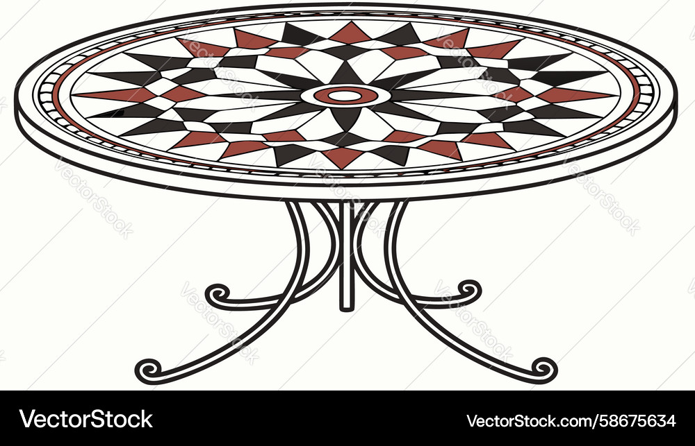 Decorative round table with intricate pattern top Vector Image