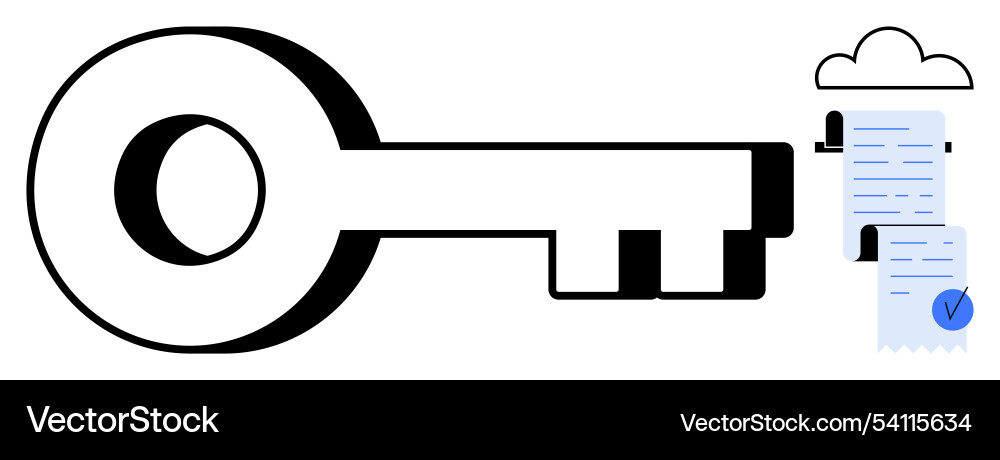Digital key with document management and cloud vector image