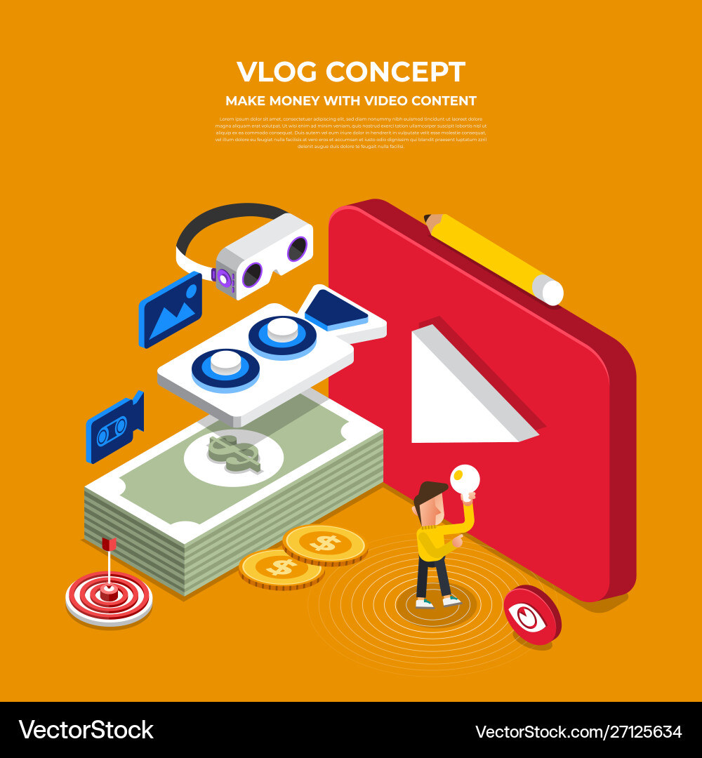 Flat design vlog concept create video content Flat design vlog concept create video content vector image