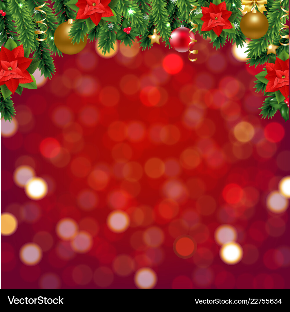 Red background with bokeh and border vector image