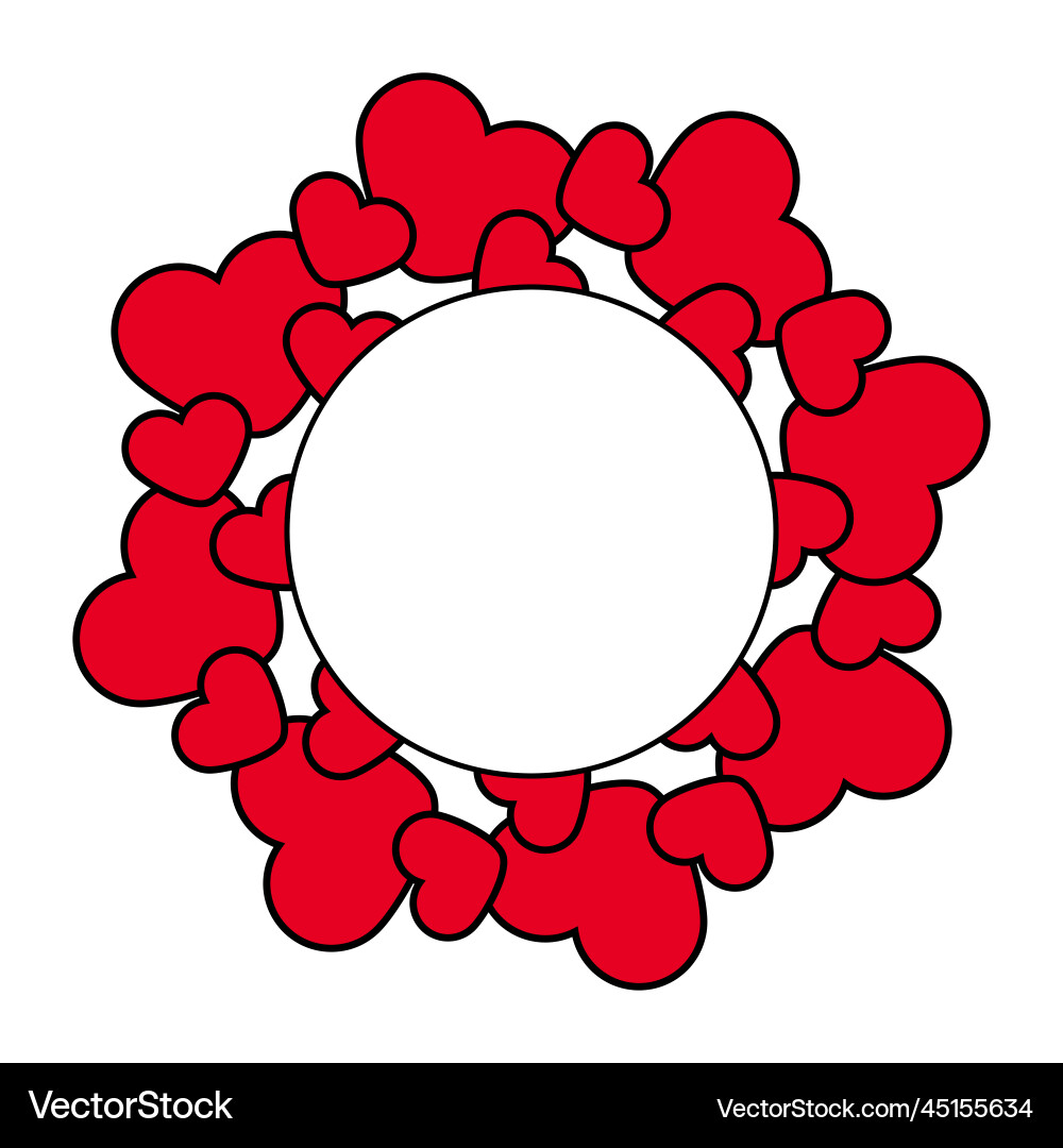 Red hearts in the form of a frame with space Red hearts in the form of a frame with space Vector Image