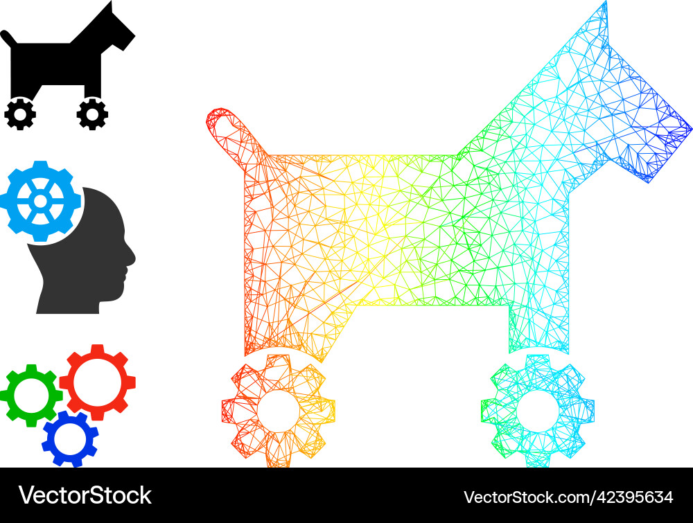 Spectral gradient net mesh robotic dog icon Vector Image
