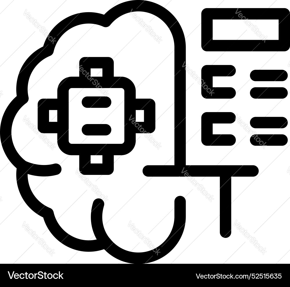 Brain connected to calculator showing artificial Brain connected to calculator showing artificial vector image